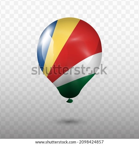 Balloon Flag of Seychelles with transparent background (PNG), Vector Illustration.