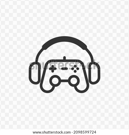 vector illustration of gaming headphones icon in dark color and transparent background(png).