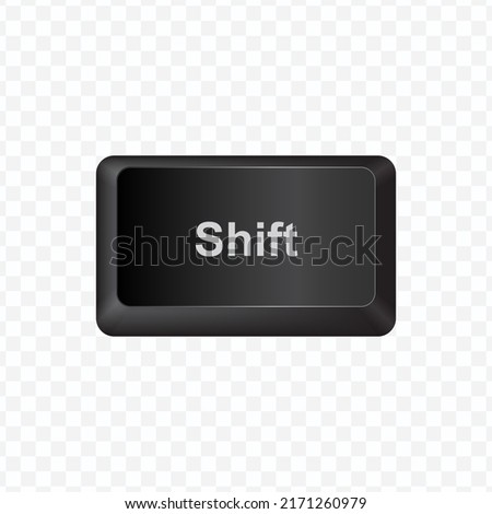 Keyboard Button, Vector illustration of Shift on dark color and transparent background (PNG).