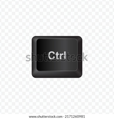 Keyboard Button, Vector illustration of Ctrl on dark color and transparent background (PNG).