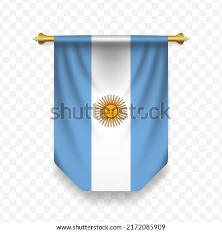 Flag of Argentina. Vector illustration of a vertical hanging flag on a transparent background (PNG).