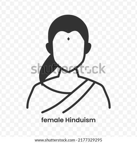 Vector illustration of female hinduism icon in dark color and transparent background(png).