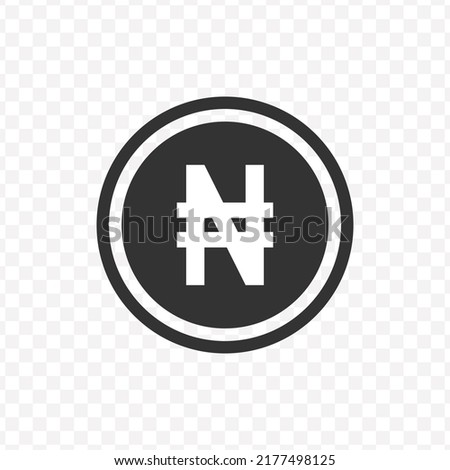 Vector illustration of Naira currency icon in dark color and transparent background(png).