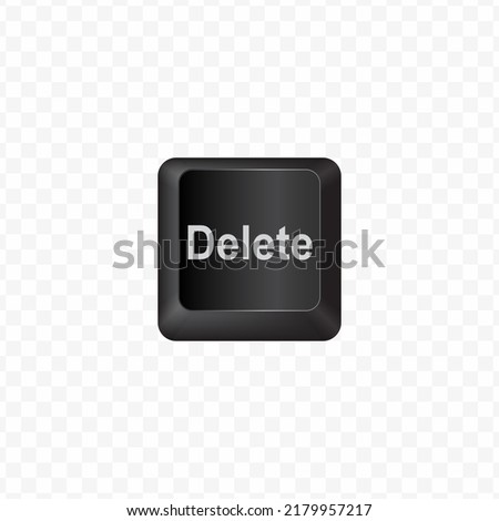 Keyboard Button, Vector illustration of shortcut Delete on dark color and transparent background (PNG).