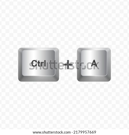 Keyboard Button, Vector illustration of shortcut Ctrl A on white color and transparent background (PNG).