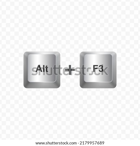 Keyboard Button, Vector illustration of shortcut Alt F3 on white color and transparent background (PNG).