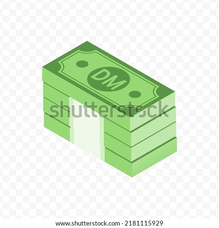 Vector illustration of deutsche mark banknote icon in green color and transparent background (png).
