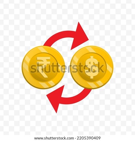 Vector illustration of dollar currency exchange with Rupee. Colored vector for website design .Simple design on transparent background (PNG).