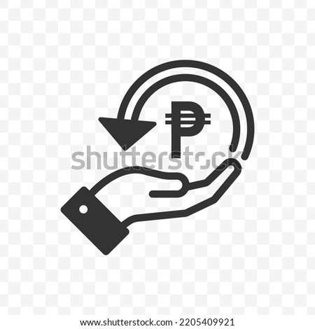 Vector illustration of Peso currency. Cashback icon, sign and symbol. Simple design on transparent background (PNG).