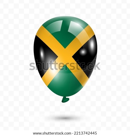 Vector illustration of Jamaica country flag balloon on transparent background (PNG). Flying flag balloons for Independence Day celebrations.