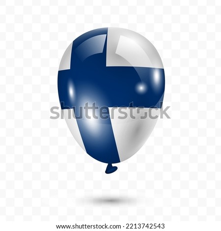 Vector illustration of Finland country flag balloon on transparent background (PNG). Flying flag balloons for Independence Day celebrations.