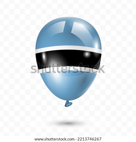 Vector illustration of Botswana country flag balloon on transparent background (PNG). Flying flag balloons for Independence Day celebrations.