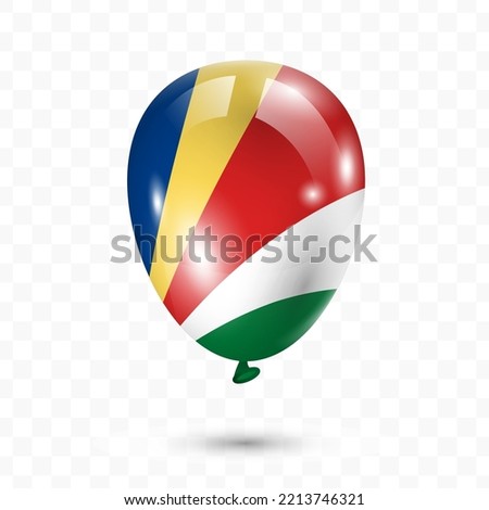 Vector illustration of Seychelles country flag balloon on transparent background (PNG). Flying flag balloons for Independence Day celebrations.