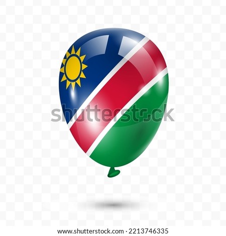 Vector illustration of Namibia country flag balloon on transparent background (PNG). Flying flag balloons for Independence Day celebrations.