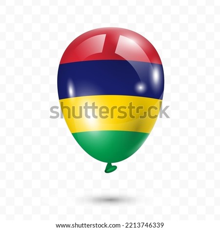 Vector illustration of Mauritius country flag balloon on transparent background (PNG). Flying flag balloons for Independence Day celebrations.