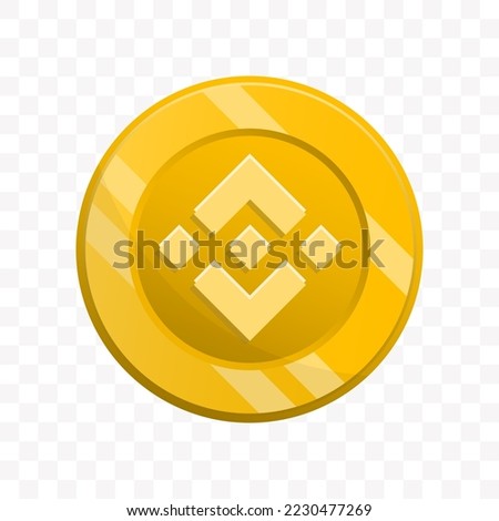 Vector illustration of Binance coin in gold color on transparent background (PNG).