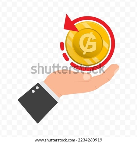 Vector illustration of Paraguayan guaraní currency. Cashback icon, sign and symbol. Simple design on transparent background (PNG).