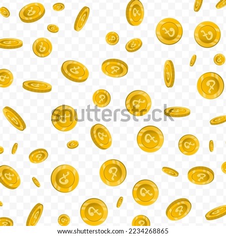 Vector illustration of Bangladeshi taka currency. Flying gold coins on transparent background (PNG).