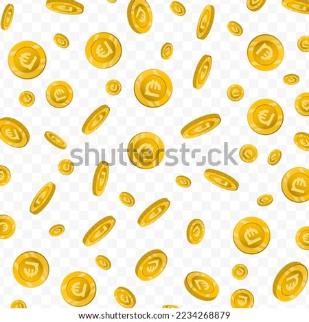 Vector illustration of Georgian lari currency. Flying gold coins on transparent background (PNG).