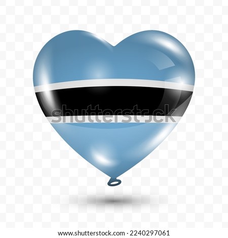 Vector illustration of a Botswana country love balloon on transparent background (PNG). Flying love balloons for Independence Day celebration.