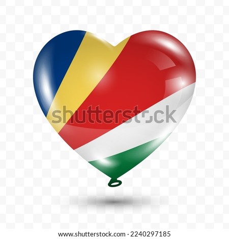 Vector illustration of a Seychelles  country love balloon on transparent background (PNG). Flying love balloons for Independence Day celebration.