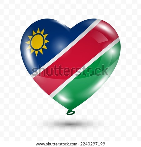 Vector illustration of a Namibia country love balloon on transparent background (PNG). Flying love balloons for Independence Day celebration.