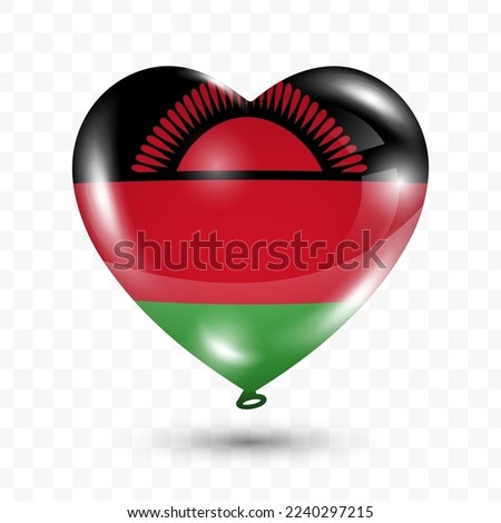 Vector illustration of a Malawi country love balloon on transparent background (PNG). Flying love balloons for Independence Day celebration.