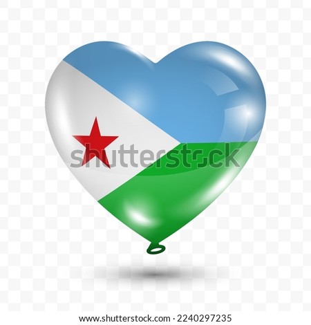 Vector illustration of a DJibouti country love balloon on transparent background (PNG). Flying love balloons for Independence Day celebration.