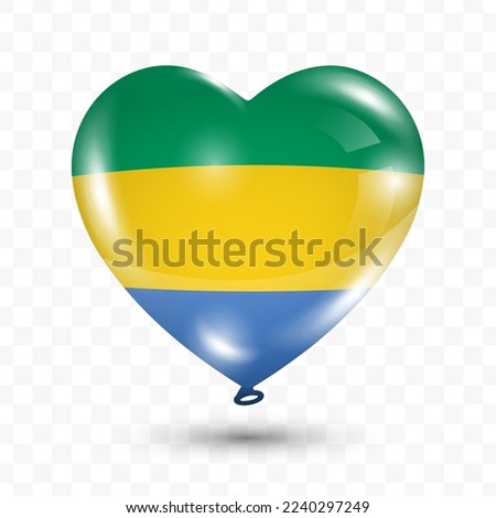 Vector illustration of a Gabon country love balloon on transparent background (PNG). Flying love balloons for Independence Day celebration.