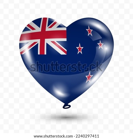 Vector illustration of a New Zealand country love balloon on transparent background (PNG). Flying love balloons for Independence Day celebration.