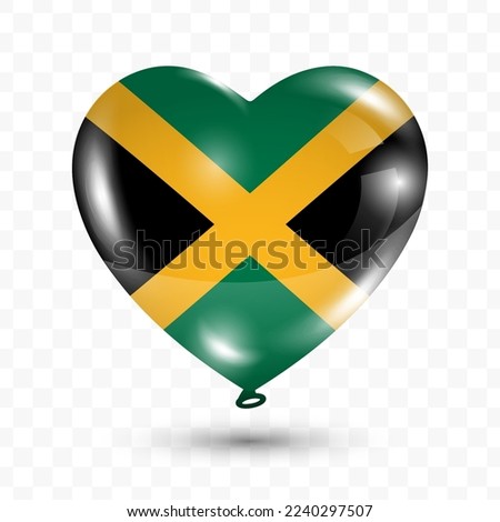 Vector illustration of a Jamaica country love balloon on transparent background (PNG). Flying love balloons for Independence Day celebration.