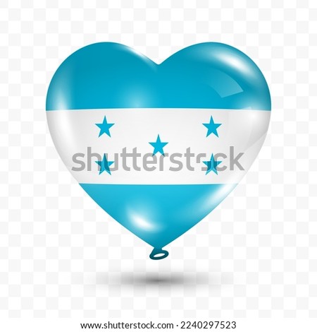 Vector illustration of a Honduras country love balloon on transparent background (PNG). Flying love balloons for Independence Day celebration.