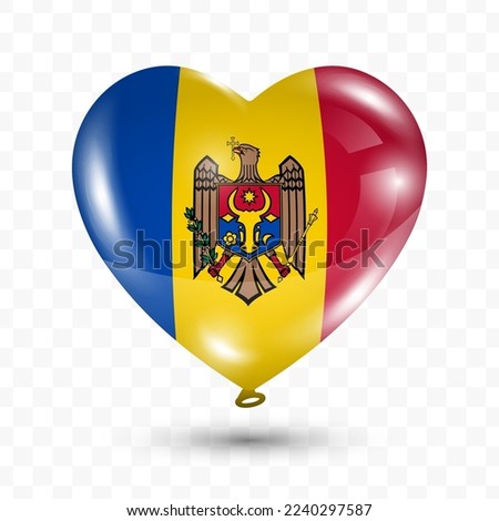 Vector illustration of a Moldova country love balloon on transparent background (PNG). Flying love balloons for Independence Day celebration.