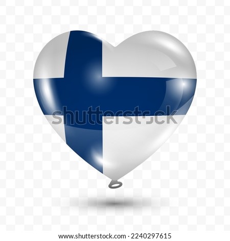 Vector illustration of a Finland country love balloon on transparent background (PNG). Flying love balloons for Independence Day celebration.