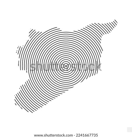 Vector Illustration of Abstract Map of Syria With Spiral Lines Isolated On Transparent background(PNG).