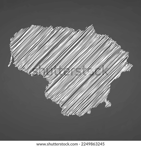 Lithuania map hand drawn sketch. Vector concept illustration flag, scribble map. Country map for infographic, brochures and presentations isolated on black background. Vector illustration.