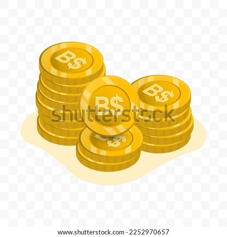 Vector illustration of Brunei dollar coins. gold colored vector for website design. Simple design with transparent background (PNG).