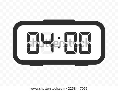 Vector illustration of four o'clock digital clock icon sign and symbol. colored icon for website design .Simple design on transparent background (PNG).