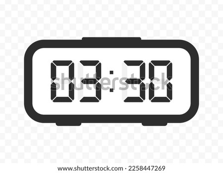 Vector illustration of half past three  digital clock icon sign and symbol. colored icon for website design .Simple design on transparent background (PNG).