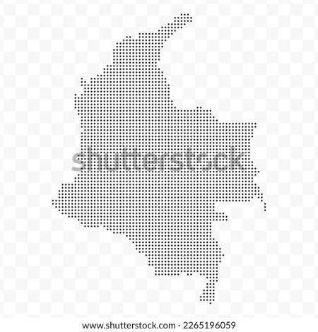Vector Illustration of Dotted Map of Colombia in black on Transparent Background (PNG). Dotted black map template for website pattern, annual report, infographics.
