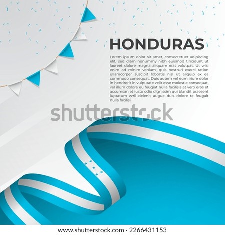 Abstract wavy flag of Honduras in ribbon style on white background. Design for Independence day, National Day. Vector Illustration