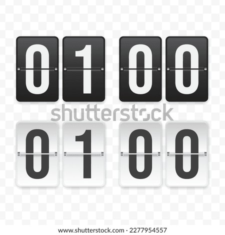 Vector illustration of a flip clock icon sign and symbol at one o'clock. Black and white colored icons for website design .Simple design on a transparent background (PNG).
