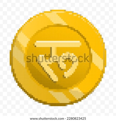 Vector illustration of 8 bit pixel Nepalese Rupee currency coin icon. colored vector on transparent background(PNG).