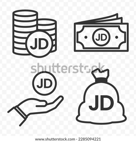 Jordanian Dinar icons set money icon vector image on transparent background (PNG).