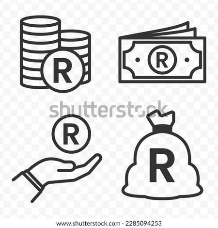 South African Rands icons set money icon vector image on transparent background (PNG).