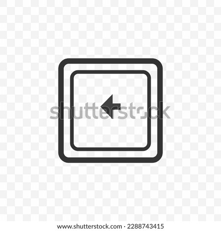 Vector illustration of Arrow left icon in dark color and transparent background(PNG). Keyboard shortcut button.