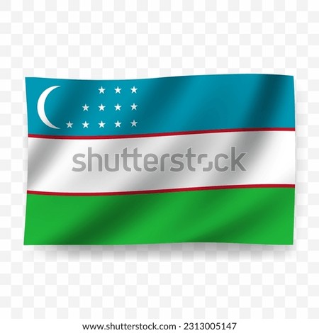 Waving flag of Uzbekistan. Illustration of flag on transparent background(PNG).