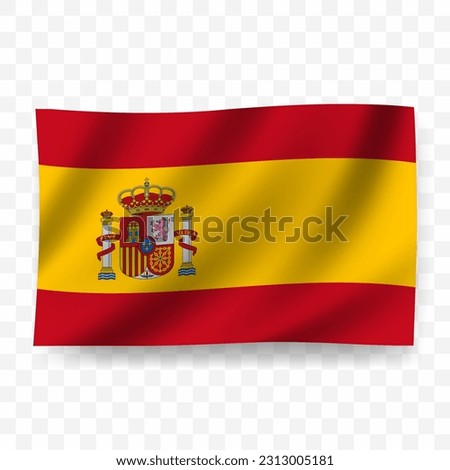 Waving flag of Spanish. Illustration of flag on transparent background(PNG).