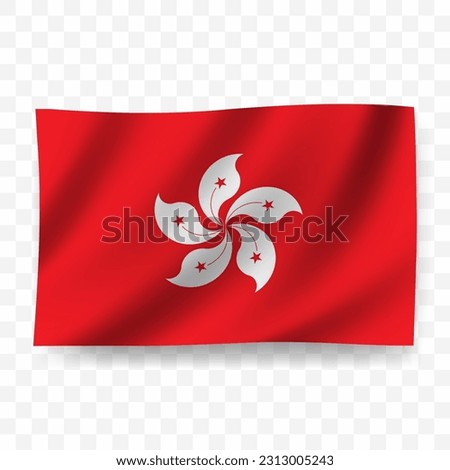 Waving flag of Hongkong. Illustration of flag on transparent background(PNG).