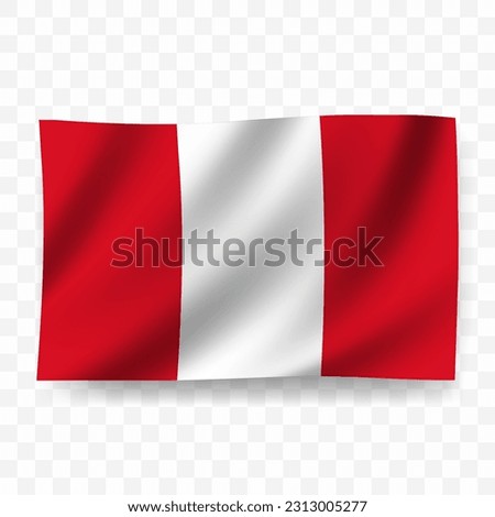 Waving flag of Peru. Illustration of flag on transparent background(PNG).